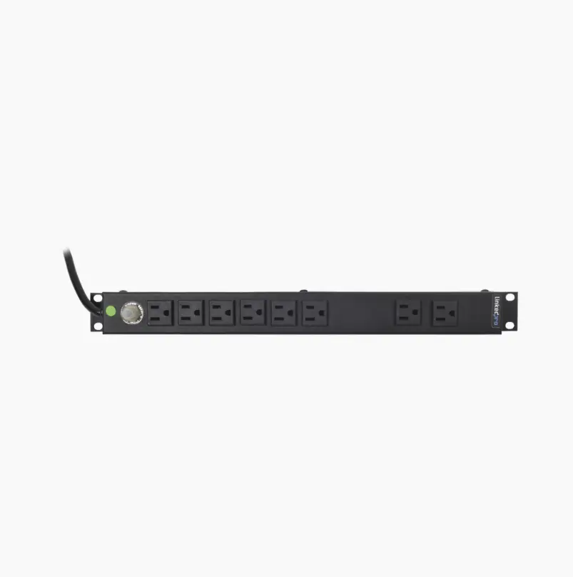 Tomacorriente Horizontal (PDU) de 8 Contactos (NEMA 5-15R) Rack 19" 1UR. Voltaje Entrada/Salida: 120Vca/15A