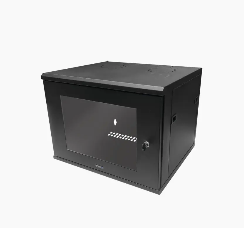 Gabinete de Montaje en Pared, Con Puerta de Cristal, de 19in, 6UR, Color Negro