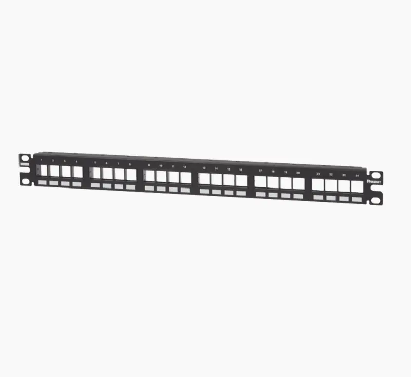 Panel de Parcheo Modular Keystone (Sin Conectores), Numerado y Espacio para Etiquetas, de 24 puertos, 1UR