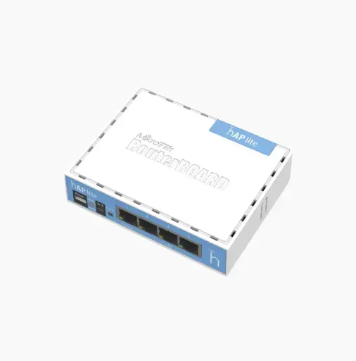 Mikrotik Router (hAP Lite) 4 Puertos Fast Ethernet y Wi-Fi 2.4 GHz 802.11 b/g/n