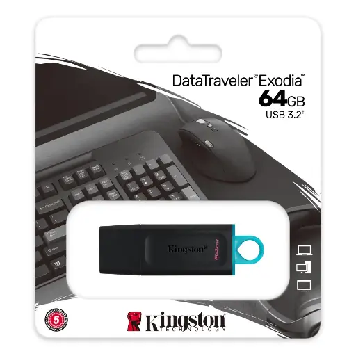 Memoria Kingston 64GB USB 3.2 Gen 1 Exodia negro/verdeazulado DTX/64GB