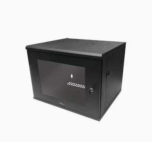 Gabinete de Montaje en Pared, Con Puerta de Cristal, de 19in, 6UR, Color Negro