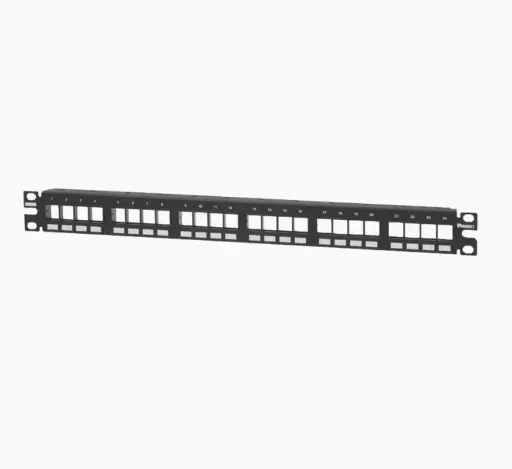 Panel de Parcheo Modular Keystone (Sin Conectores), Numerado y Espacio para Etiquetas, de 24 puertos, 1UR